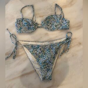 MC2 Saint Barth Floral Bikini Set in Blue and Green Liberty Print